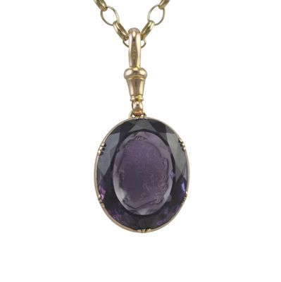 Victorian 9ct Amethyst Cameo Pendant