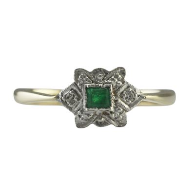 Art Deco Emerald and Diamond Ring - RESERVED