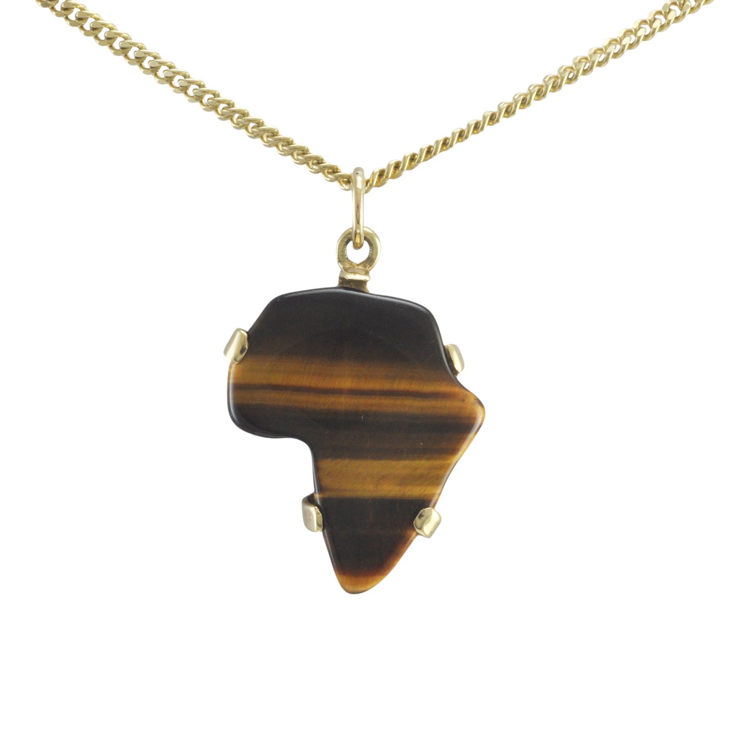 9ct Gold Tigers Eye Africa Pendant