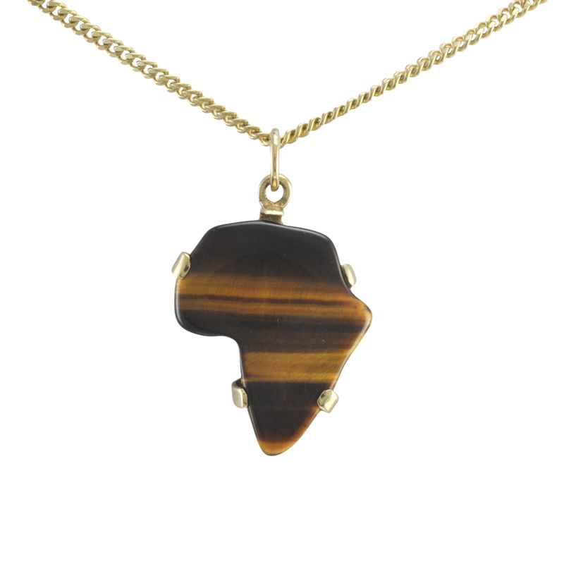 9ct Gold Tigers Eye Africa Pendant