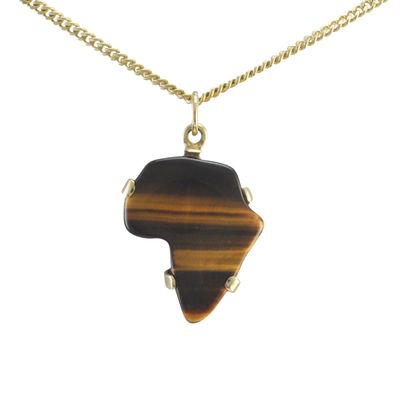 9ct Gold Tigers Eye Africa Pendant