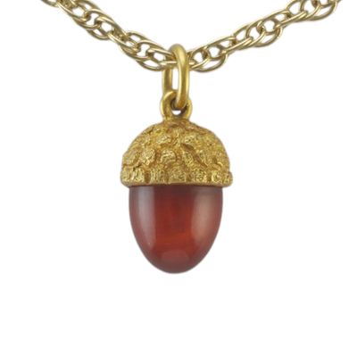 21ct and Carnelian Acorn Charm