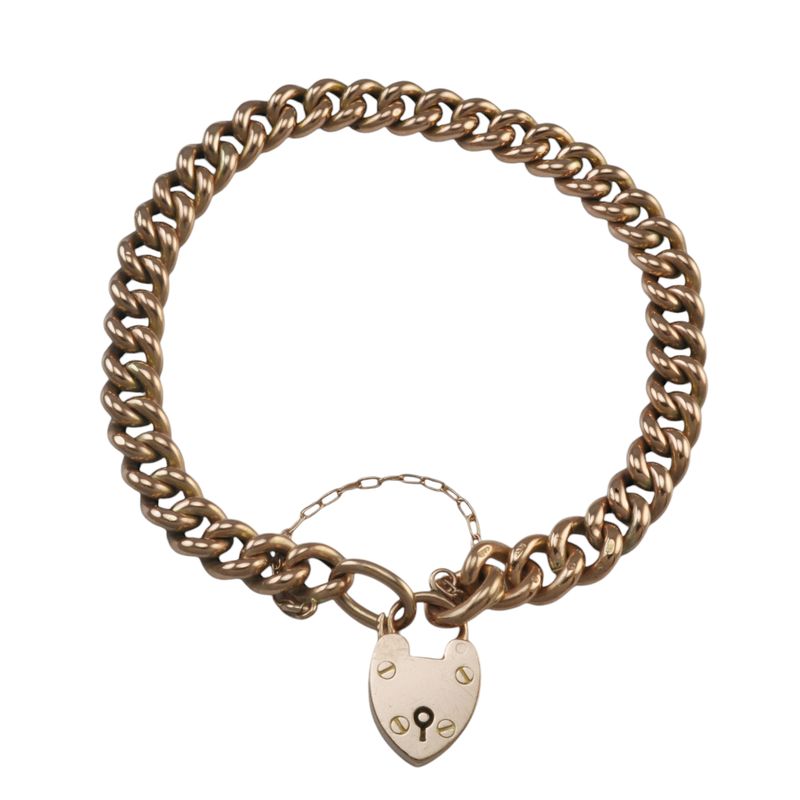 9ct Rose Gold Heart Padlock and Bracelet
