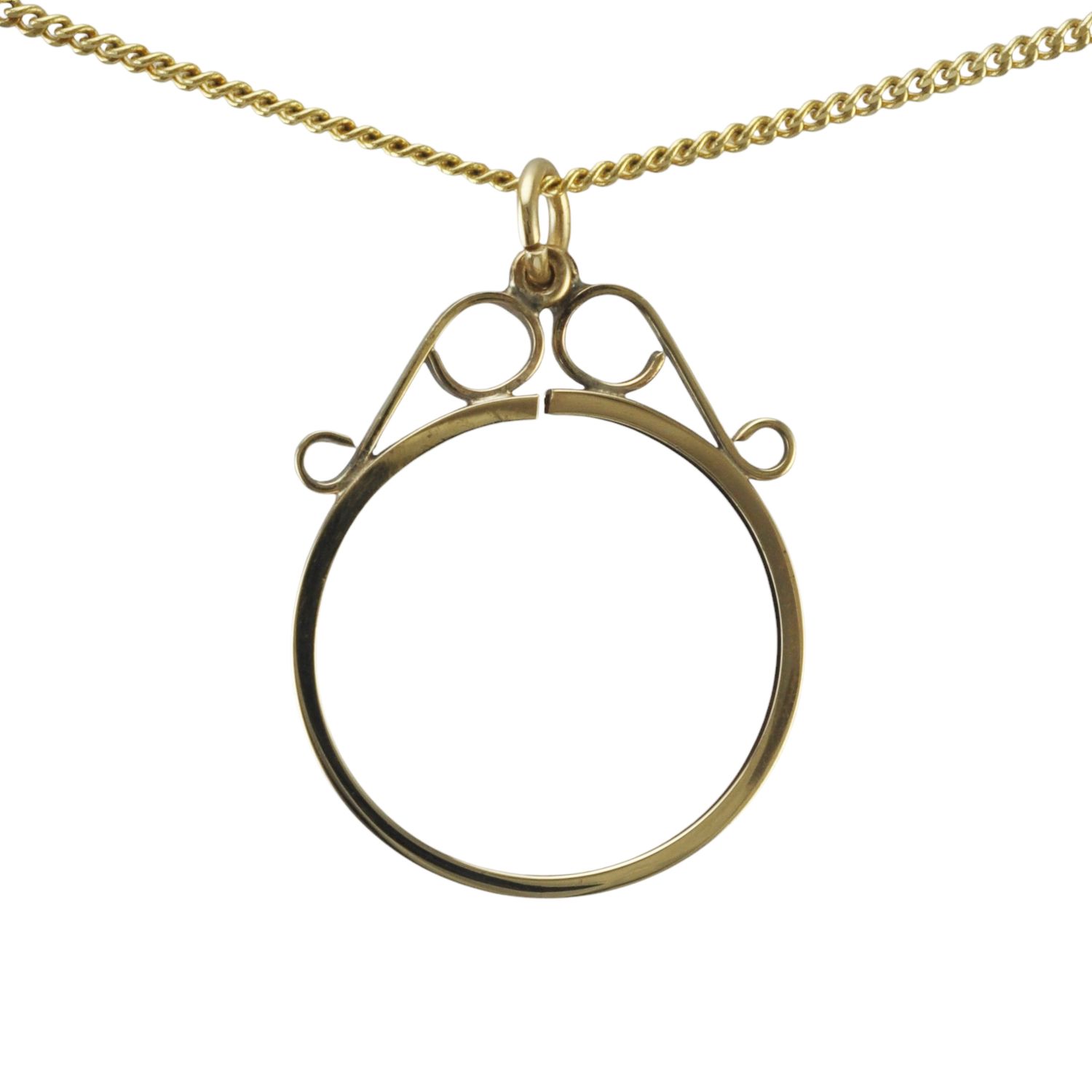 9ct Gold Scroll Top Half Sovereign Pendant Mount