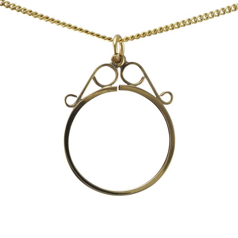 9ct Gold Scroll Top Half Sovereign Pendant Mount