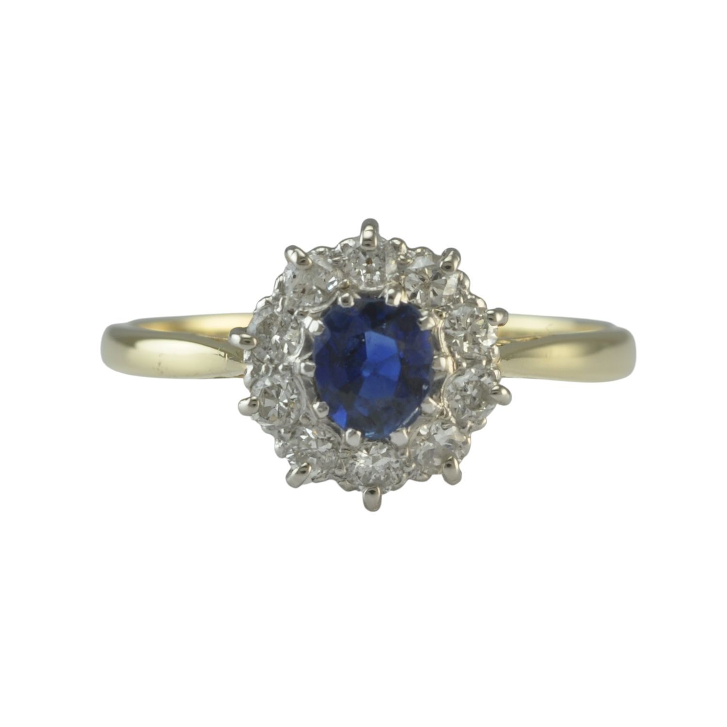 18ct and Platinum Sapphire and Daisy Cluster Ring