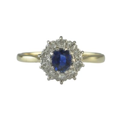 18ct and Platinum Sapphire and Daisy Cluster Ring