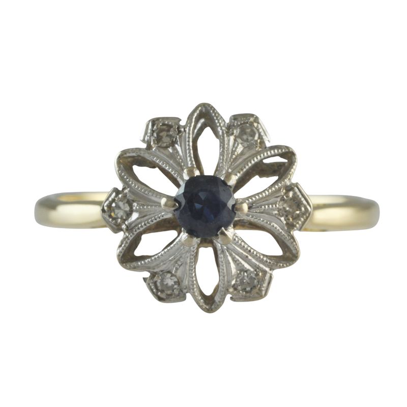 18ct Gold Sapphire and Diamond Daisy Ring
