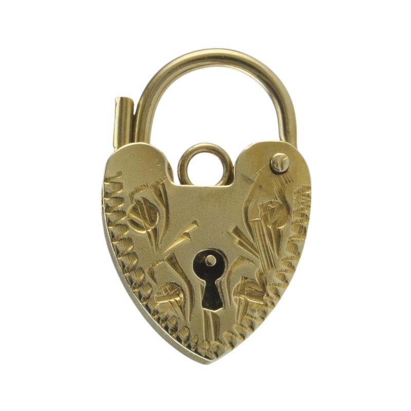 9ct Gold Floral Heart Padlock