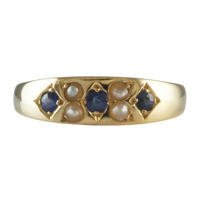Vintage 18ct Sapphire & Pearl Ring