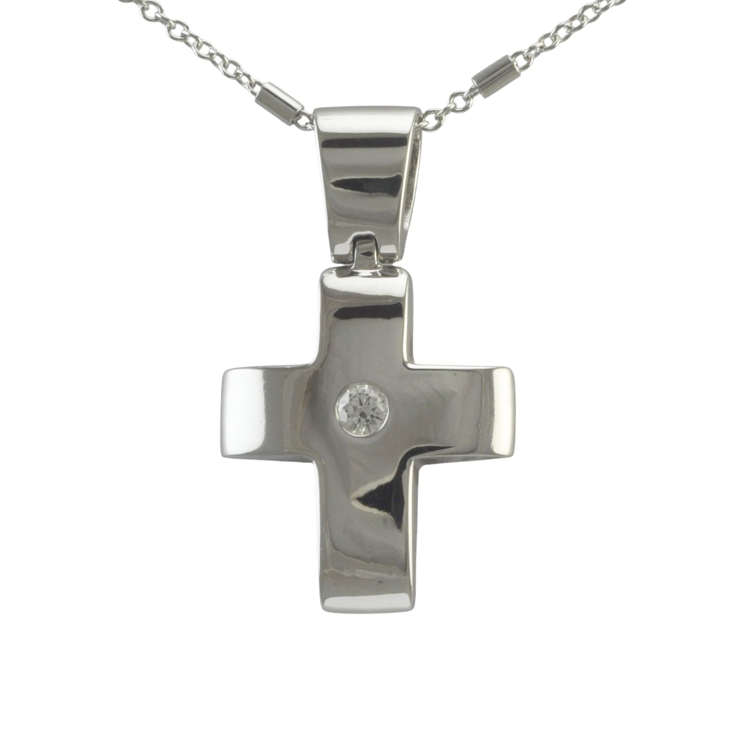 18ct White Gold Diamond Set Cross