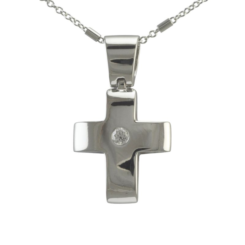 18ct White Gold Diamond Set Cross