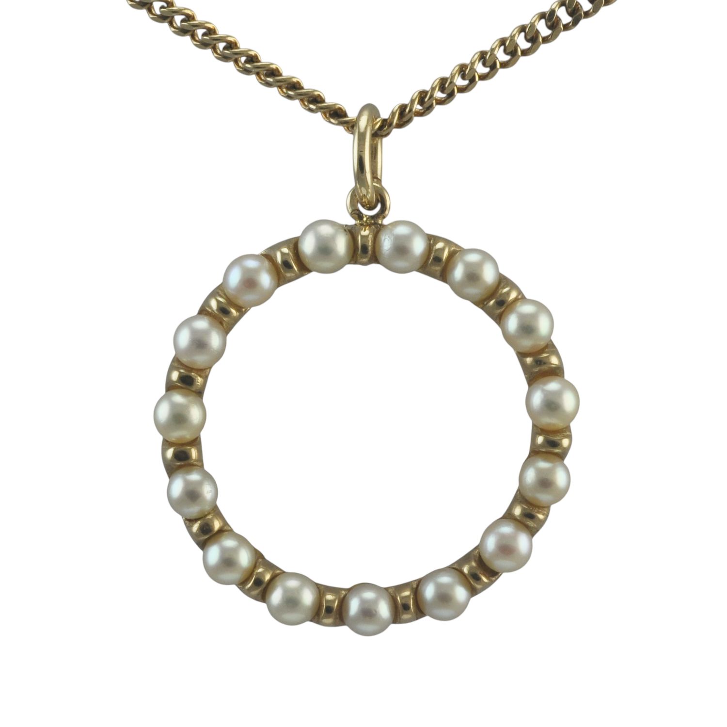 Vintage 9ct Gold and Pearl Circle Pendant