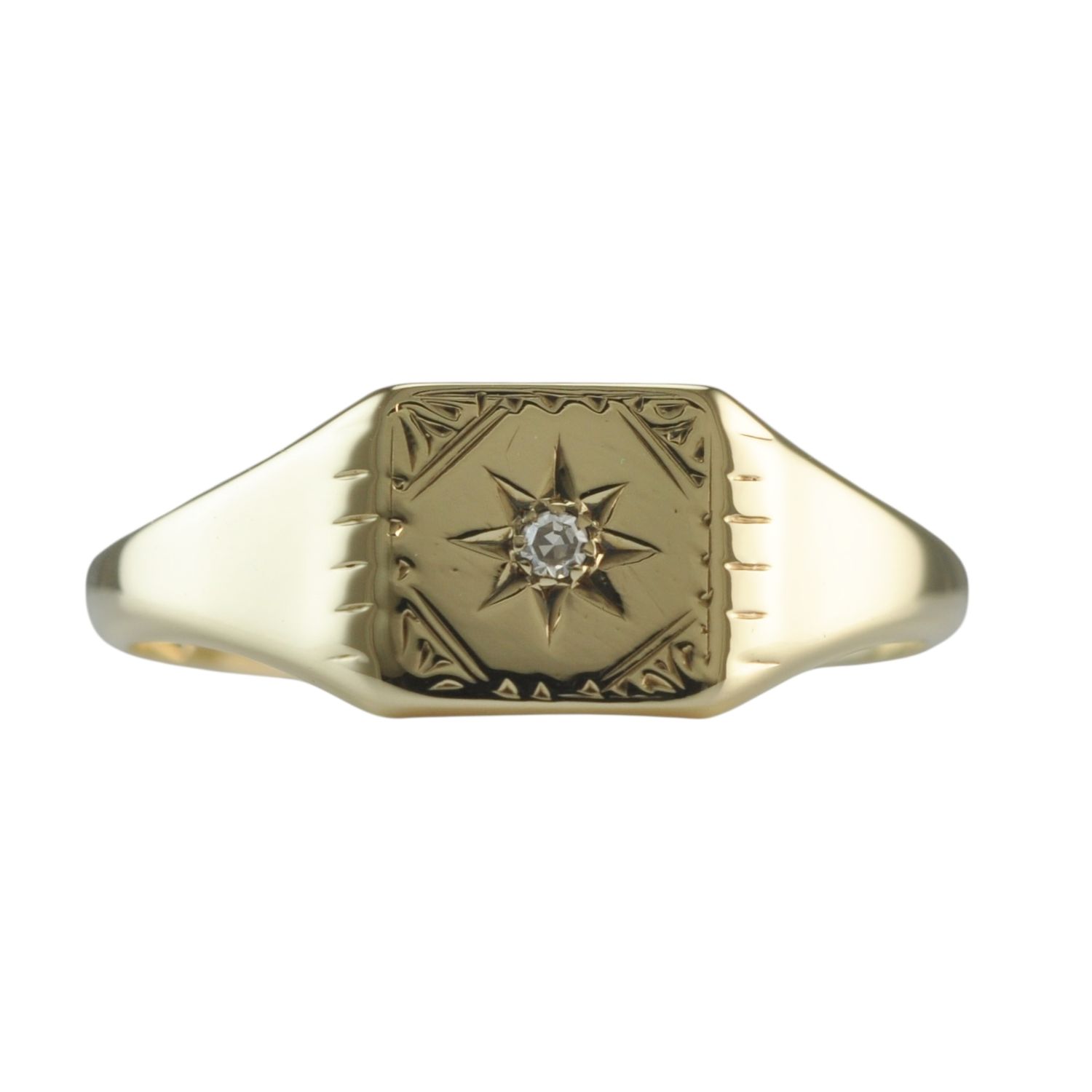 Vintage 9ct Star Set Signet Ring