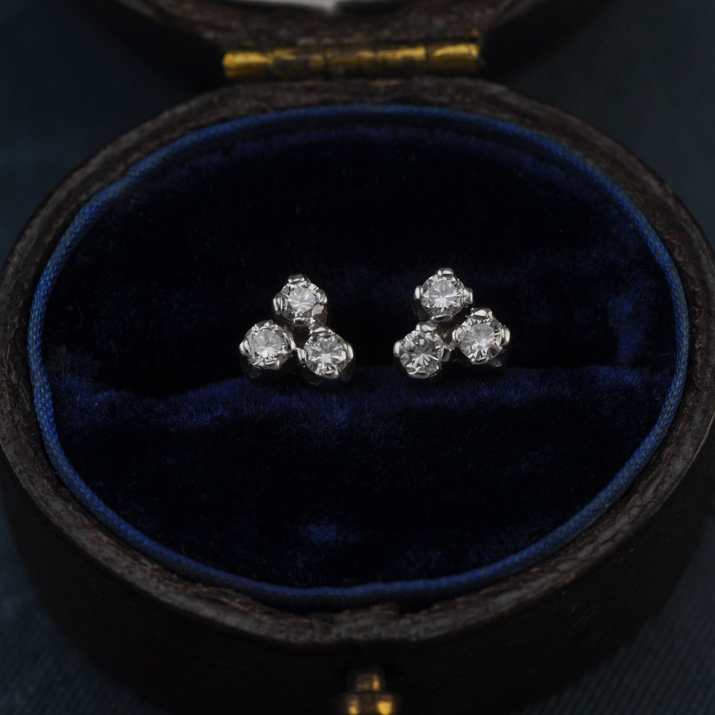 Platinum and Gold Diamond Trio Stud Earrings