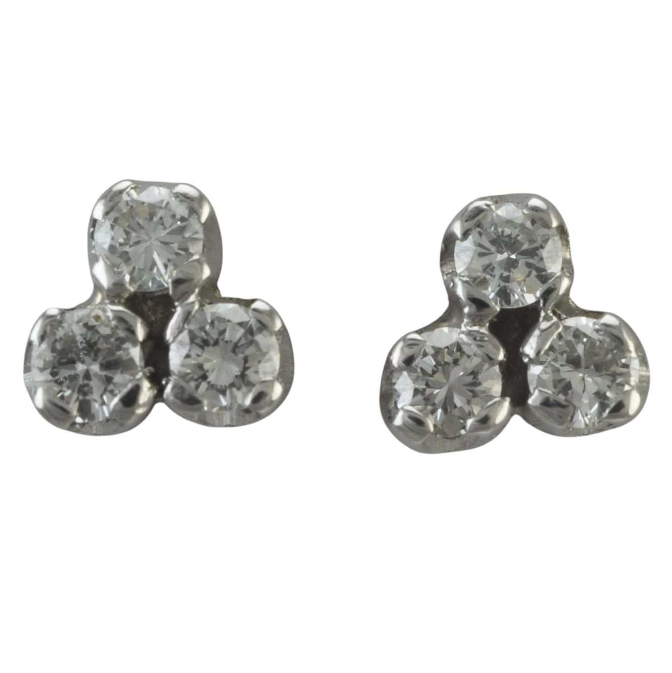 Platinum and Gold Diamond Trio Stud Earrings