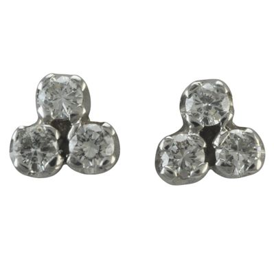 Platinum and Gold Diamond Trio Stud Earrings