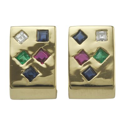 18ct Gold Multi-Jewel Studs