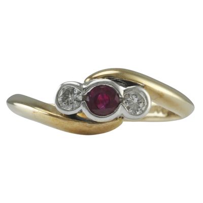 9ct Ruby and Diamond Cross-Over Ring