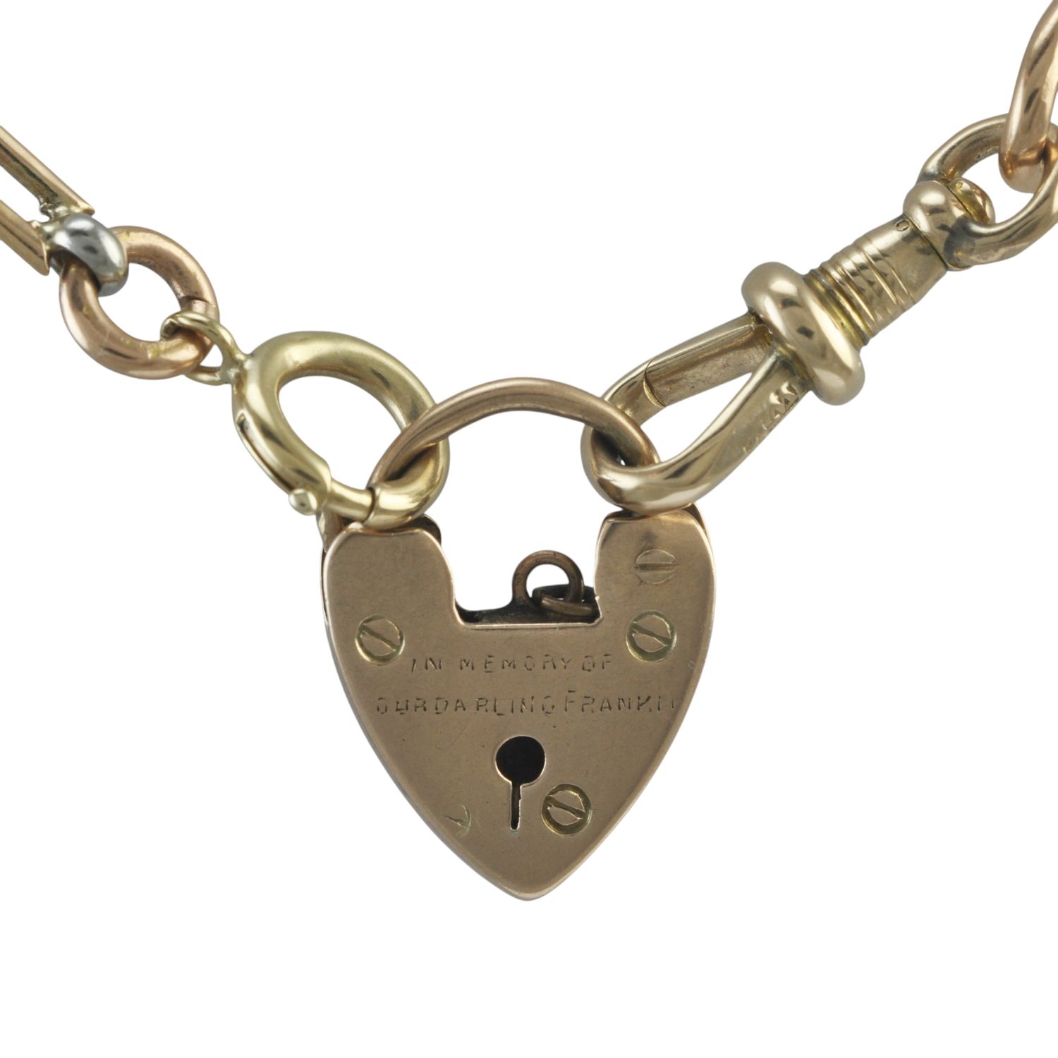 Antique 9ct Engraved Memorial Heart Padlock