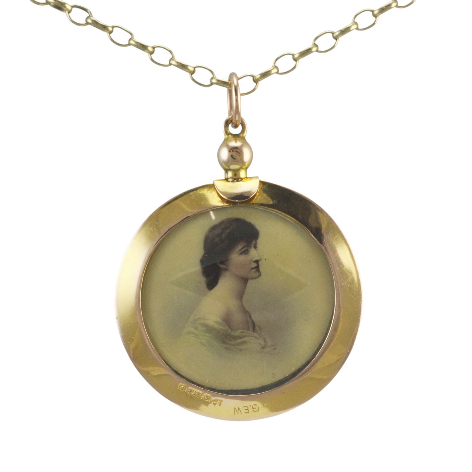 Edwardian 9ct Gold Turquoise and Pearl Picture Pendant