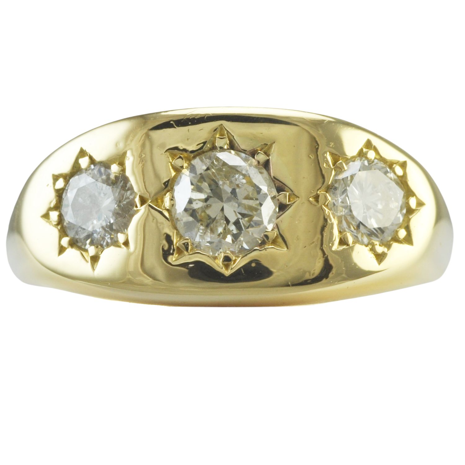 Vintage Diamond Three Stone Gypsy Ring