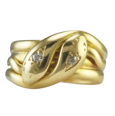 Vintage 18ct and Diamond Double-Headed Snake Ring