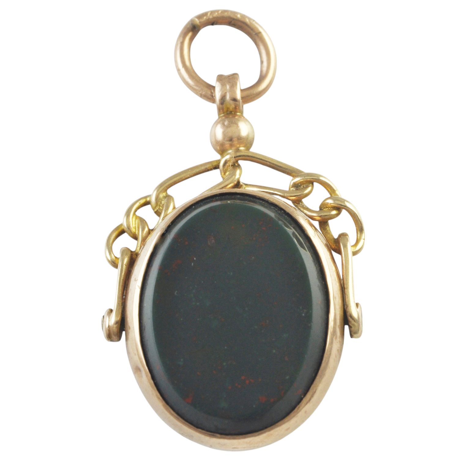 9ct Rose Gold Carnelian and Bloodstone Swivel Pendant