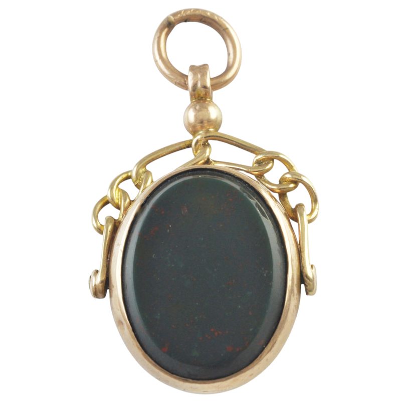 9ct Rose Gold Carnelian and Bloodstone Swivel Pendant