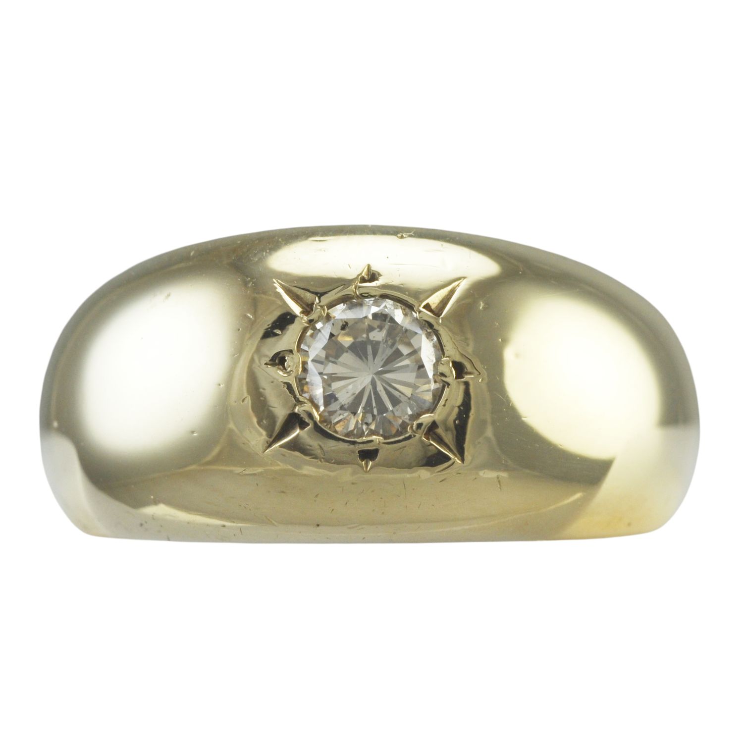 Vintage Gypsy Dome Ring with Star-Set Diamond