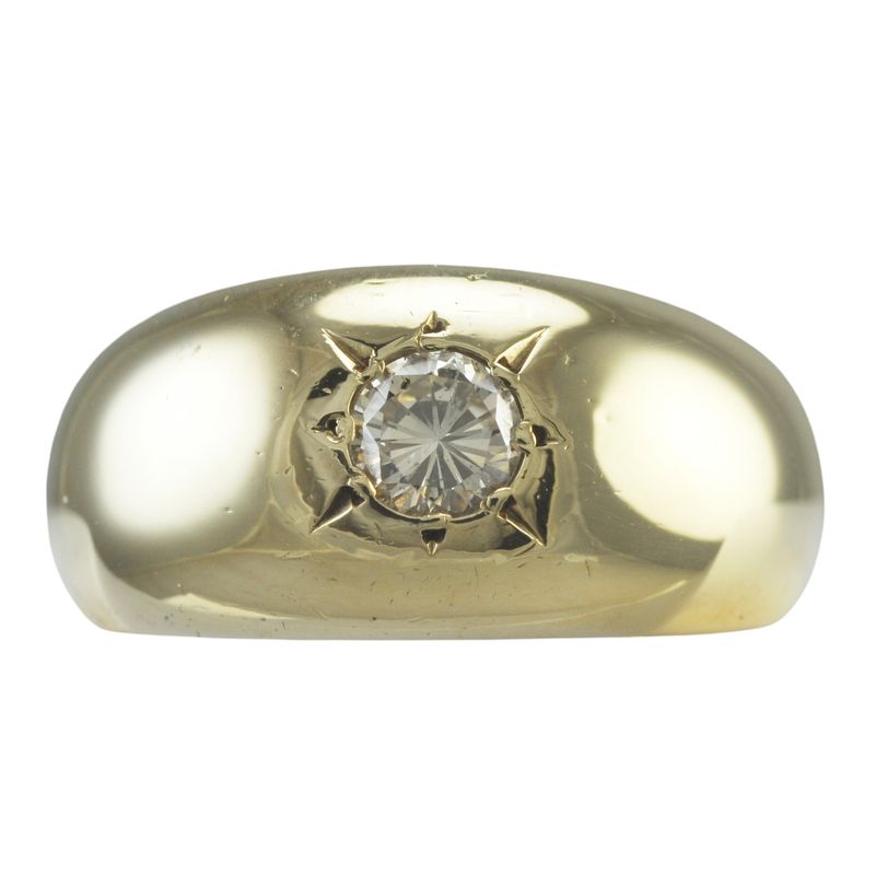 Vintage Gypsy Dome Ring with Star-Set Diamond