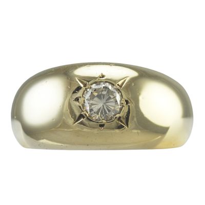 Vintage Gypsy Dome Ring with Star-Set Diamond