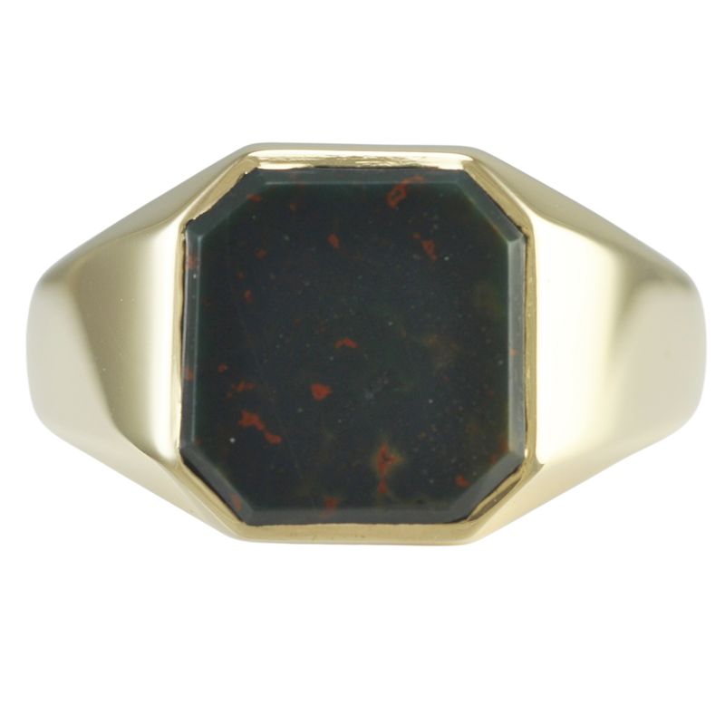 Vintage 9ct Gold Cut-Corner Bloodstone Signet Ring