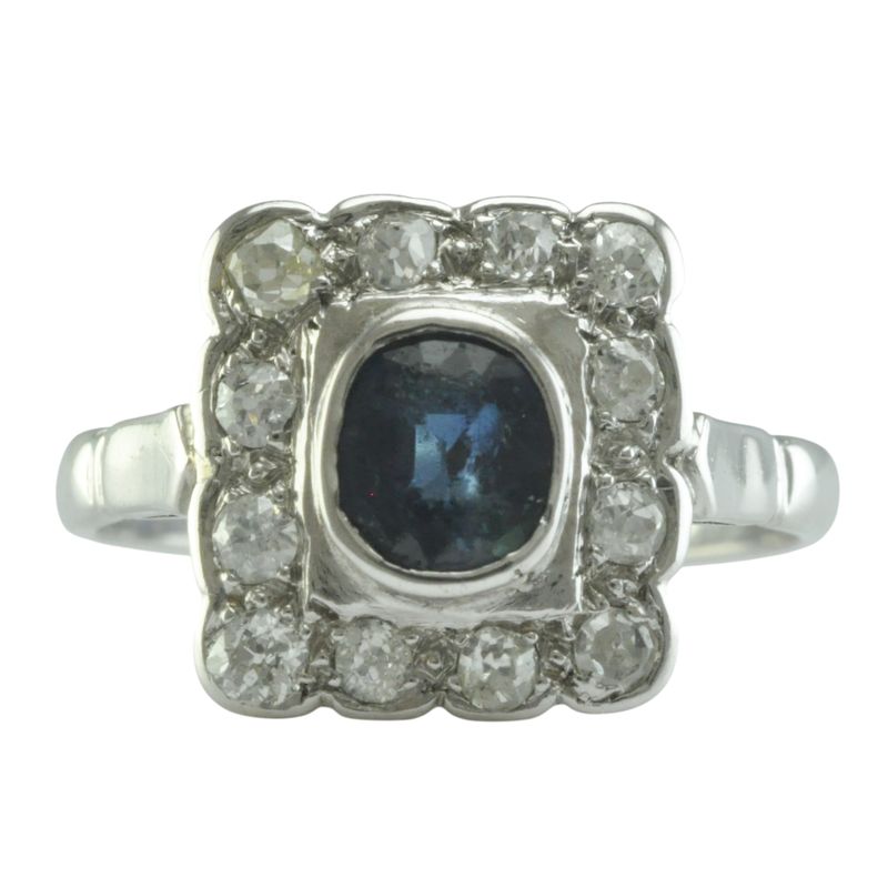 18ct and Platinum Sapphire and Diamond Cluster Ring