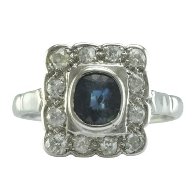 18ct and Platinum Sapphire and Diamond Cluster Ring