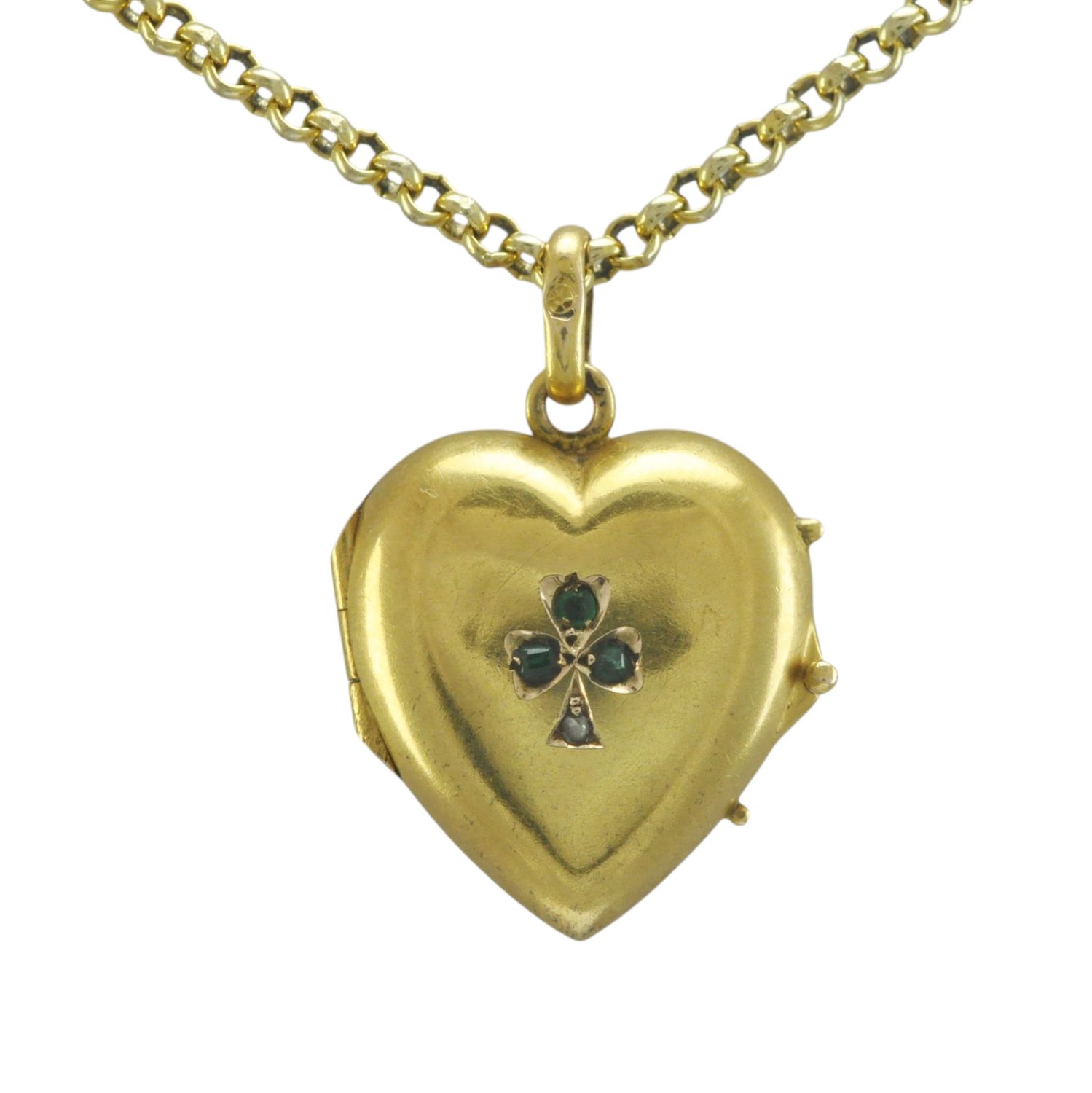 High-Carat Victorian Emerald and Diamond Heart Locket