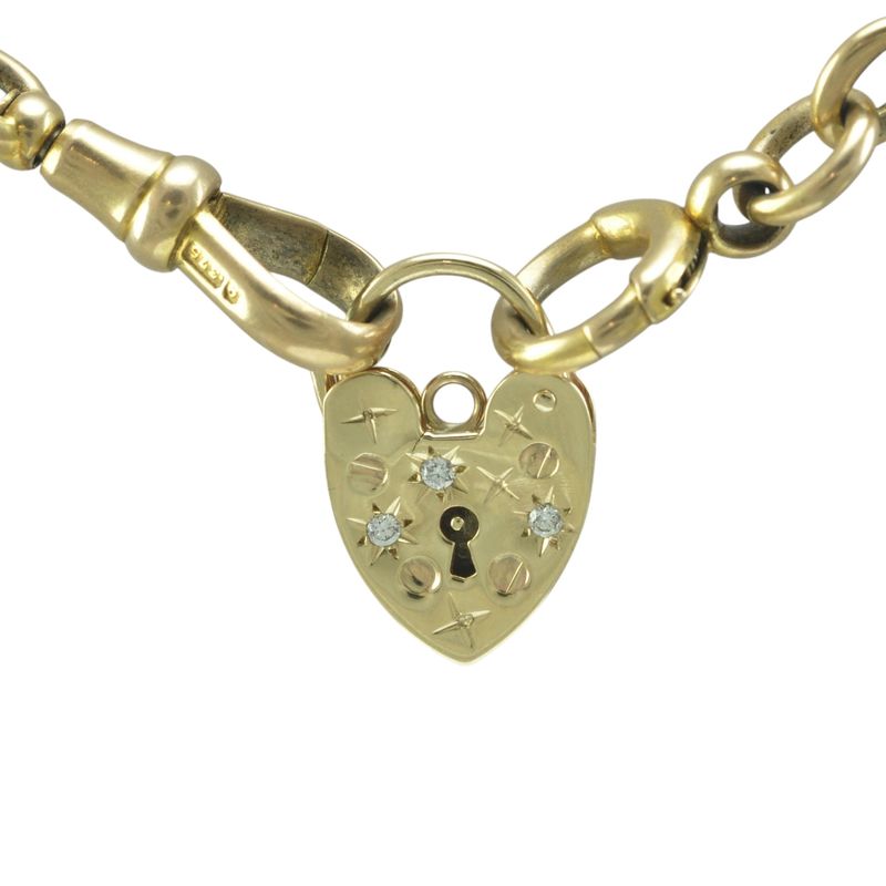 Vintage 9ct Gold Diamond Set Padlock