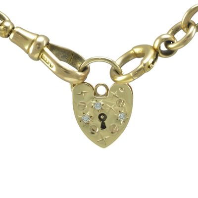 Vintage 9ct Gold Diamond Set Padlock