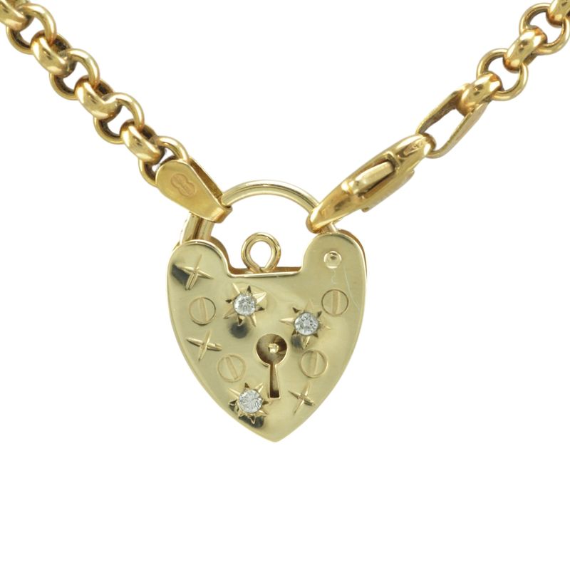 1970s Star Set Diamond Heart Padlock