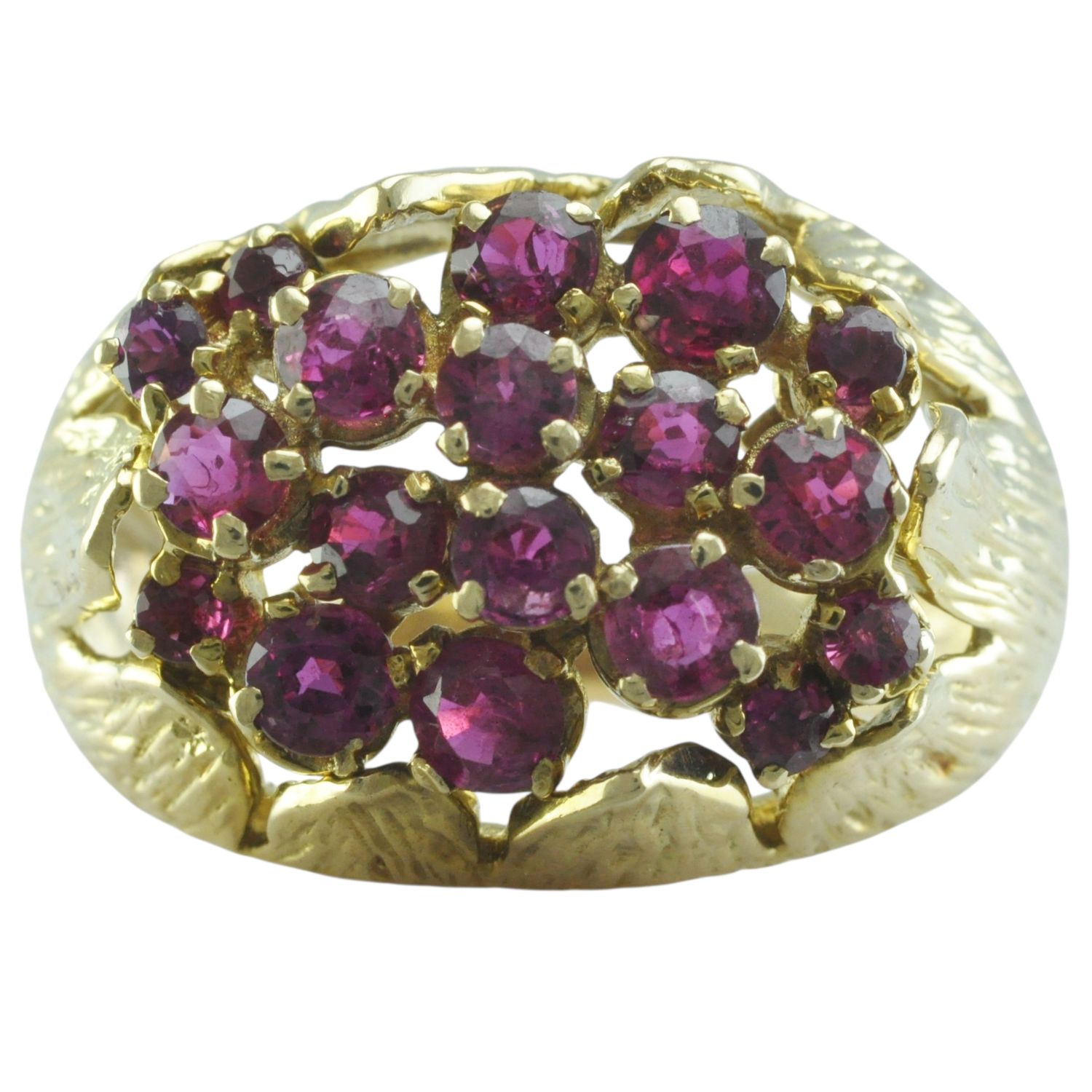 Vintage 9ct Gold Ruby Cluster Dress Ring