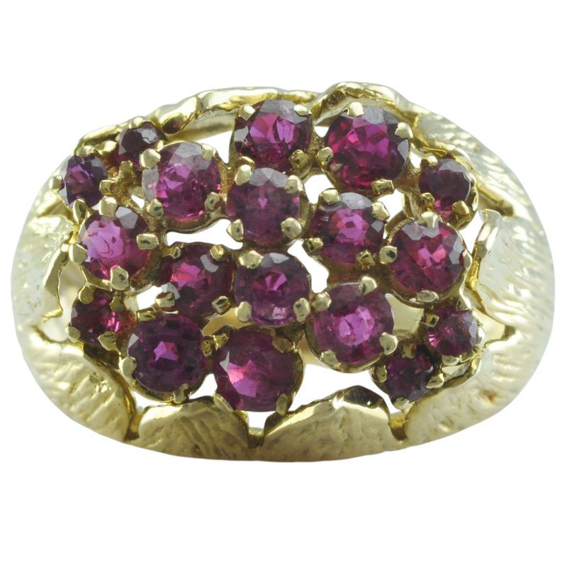 Vintage 9ct Gold Ruby Cluster Dress Ring