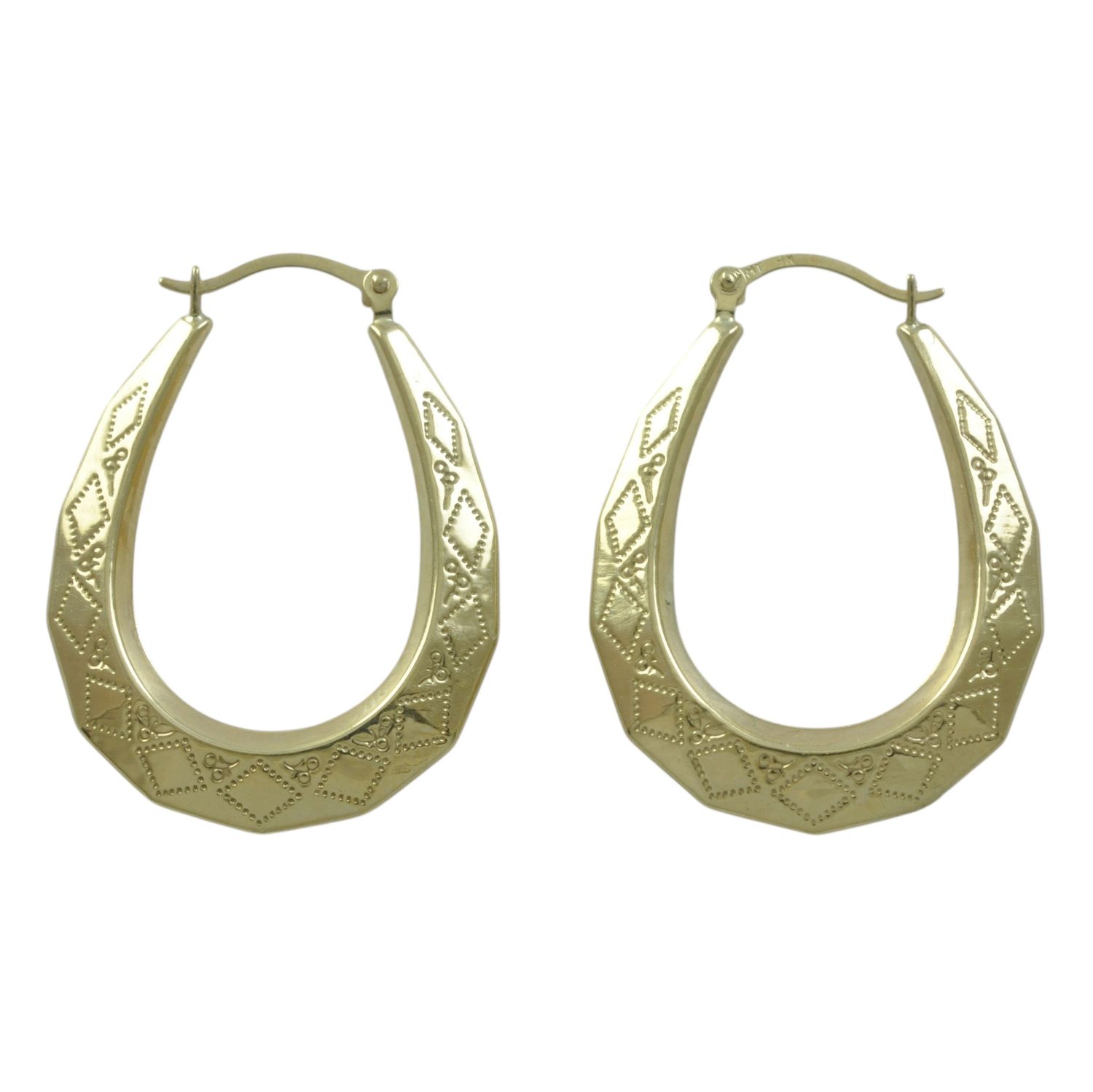 9ct Gold Long Pattern Hoops