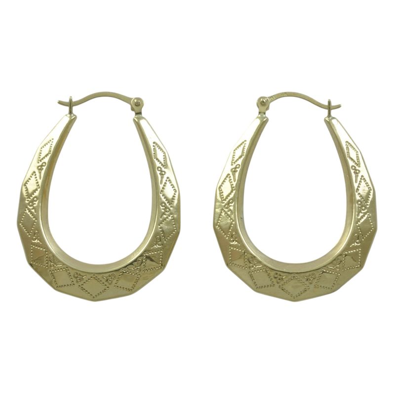 9ct Gold Long Pattern Hoops