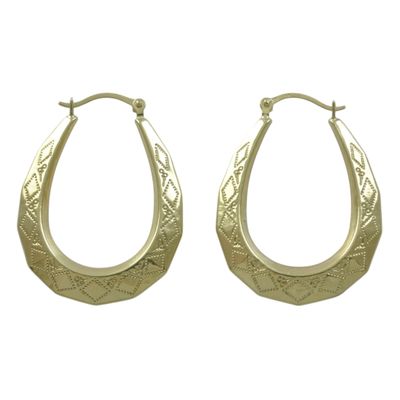 9ct Gold Long Pattern Hoops