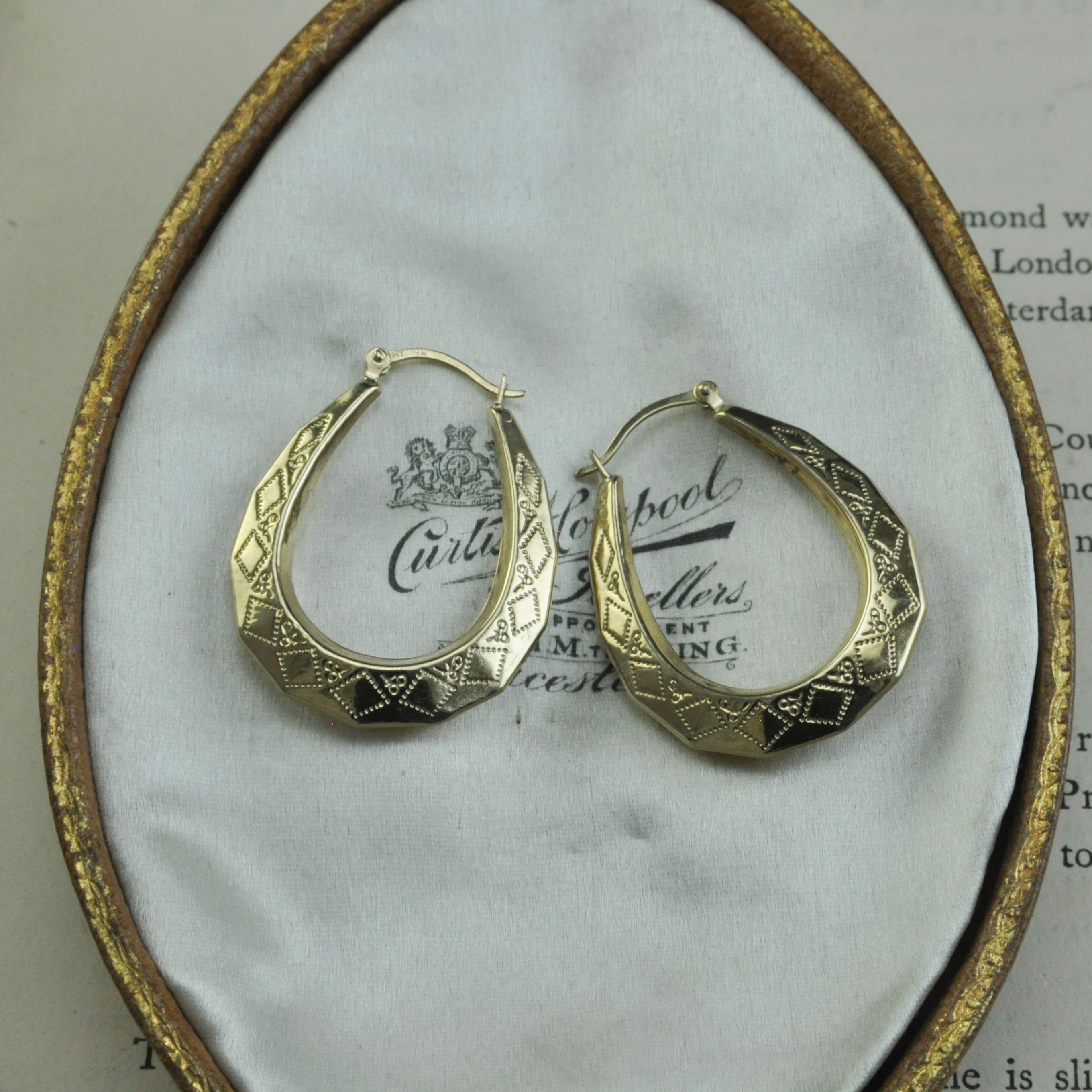 9ct Gold Long Pattern Hoops
