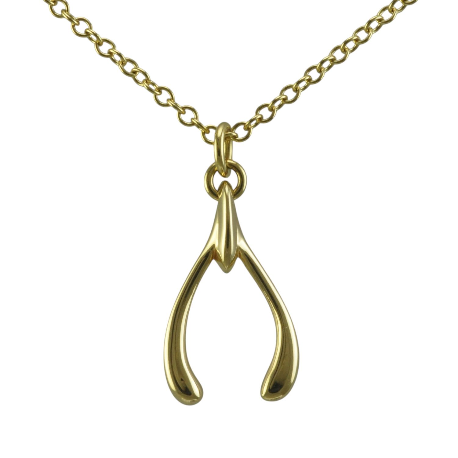 18ct Heavy Wishbone Pendant