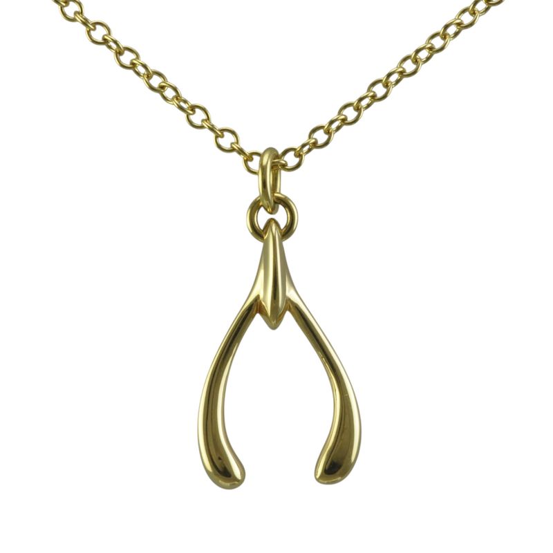 18ct Heavy Wishbone Pendant