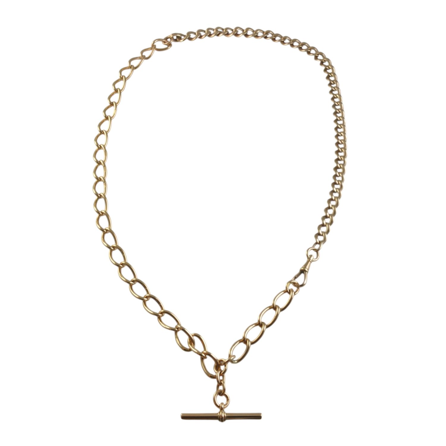 Antique 9ct Rose Gold Albert Necklace with T-Bar