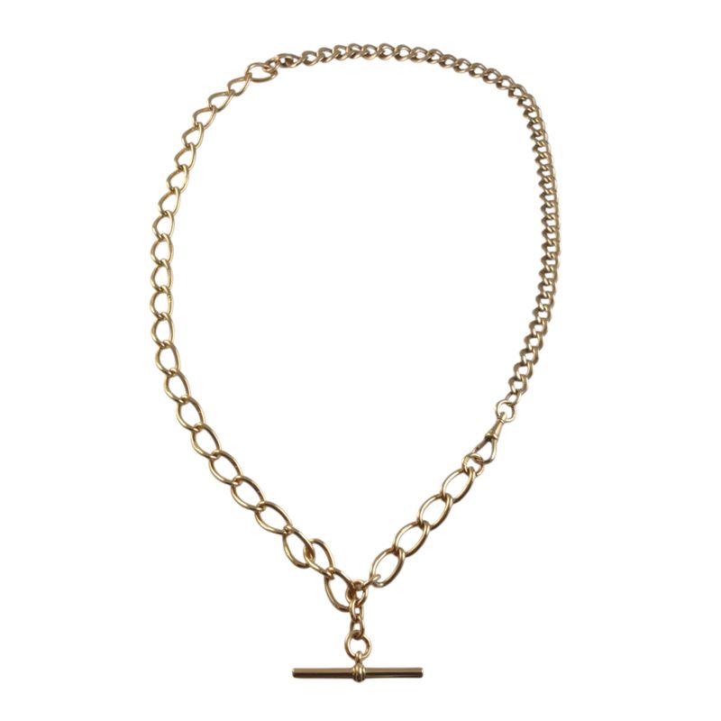 Antique 9ct Rose Gold Albert Necklace with T-Bar