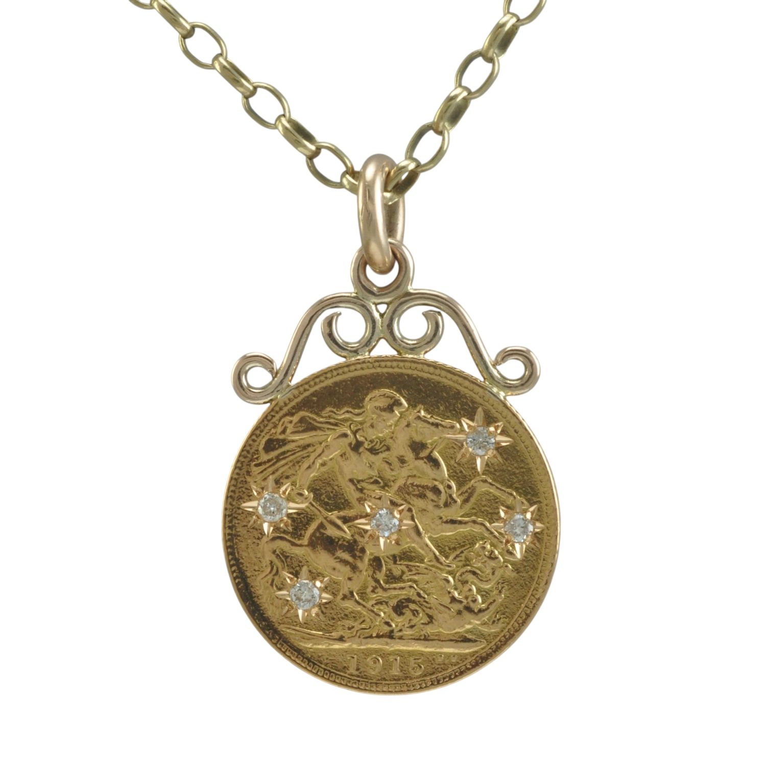 1915 Diamond Set Full Sovereign Pendant